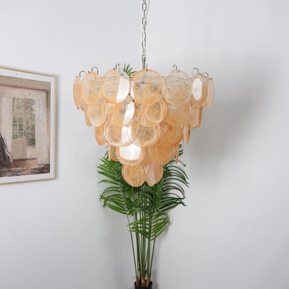 Elegant Gold Murano Disc Chandelier