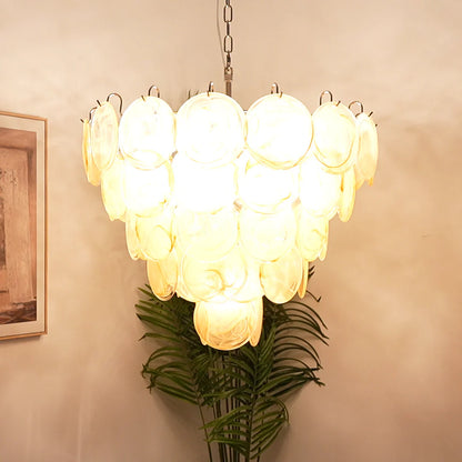 Elegant Gold Murano Disc Chandelier