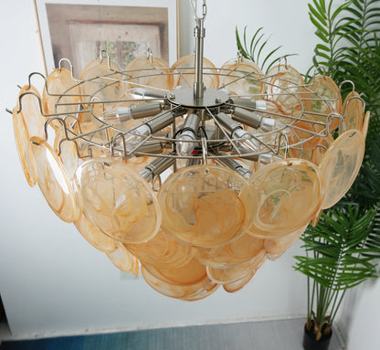 Elegant Gold Murano Disc Chandelier