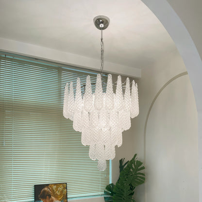 Vintage Transparent Murano Glass Petals Drop Chandelier