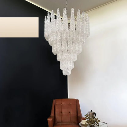Vintage Transparent Murano Glass Petals Drop Chandelier