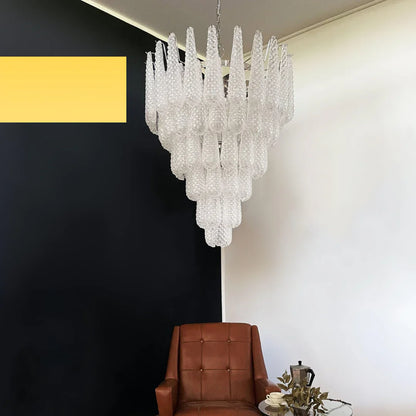 Vintage Transparent Murano Glass Petals Drop Chandelier