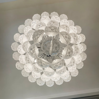 Vintage Transparent Murano Glass Petals Drop Chandelier