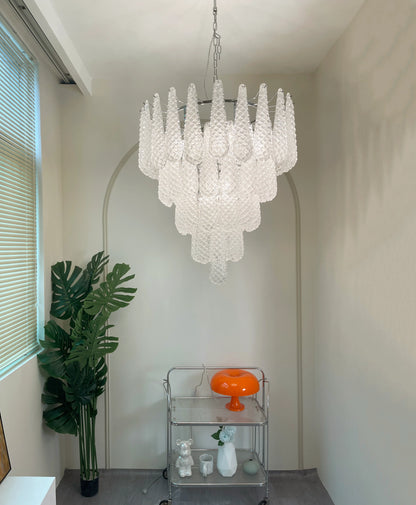 Vintage Transparent Murano Glass Petals Drop Chandelier