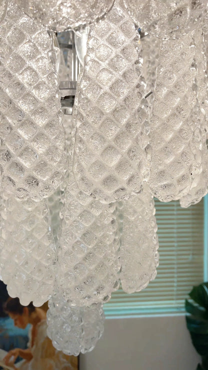 Vintage Transparent Murano Glass Petals Drop Chandelier