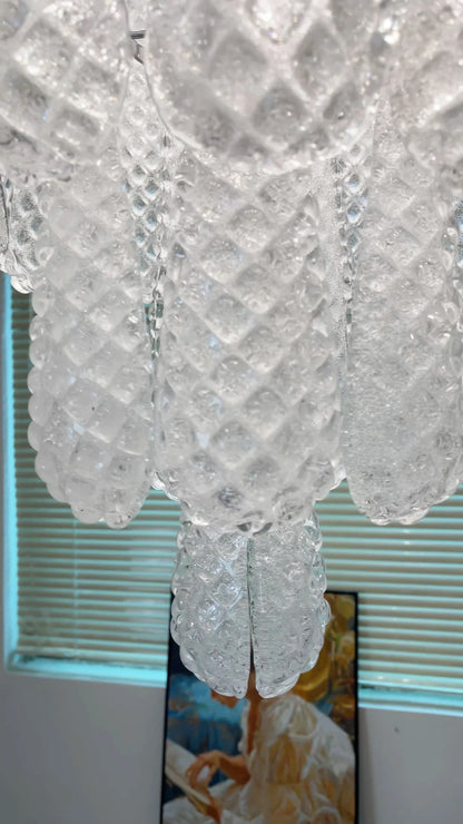 Vintage Transparent Murano Glass Petals Drop Chandelier