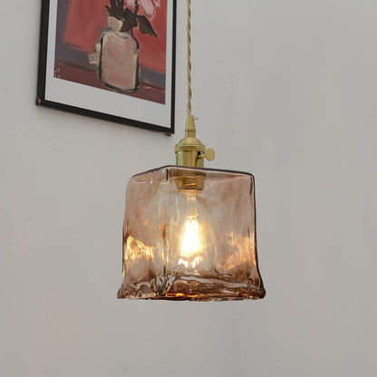 Vintage Brown Glass Pendant Light
