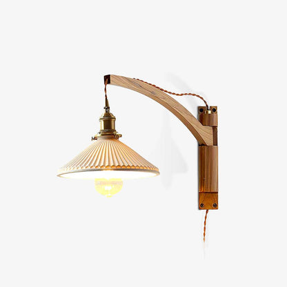 Swing Arm Walnut Wall Light