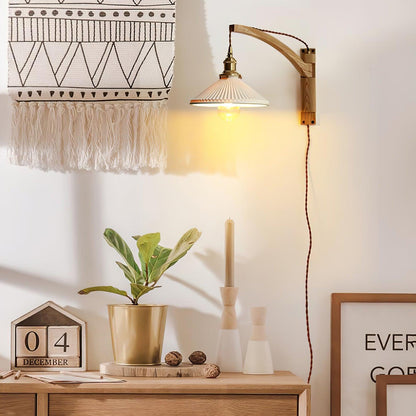 Swing Arm Walnut Wall Light