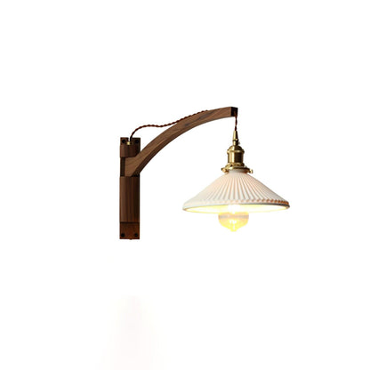 Swing Arm Walnut Wall Light
