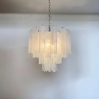 White Murano Glass Tube Chandelier