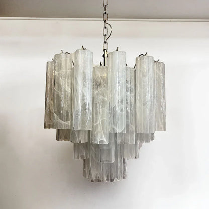 White Murano Glass Tube Chandelier