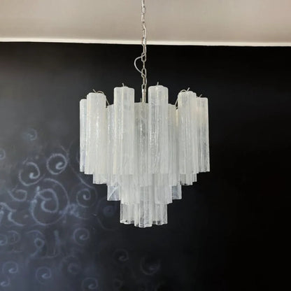 White Murano Glass Tube Chandelier