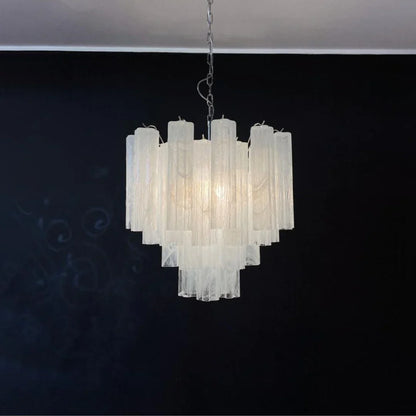 White Murano Glass Tube Chandelier