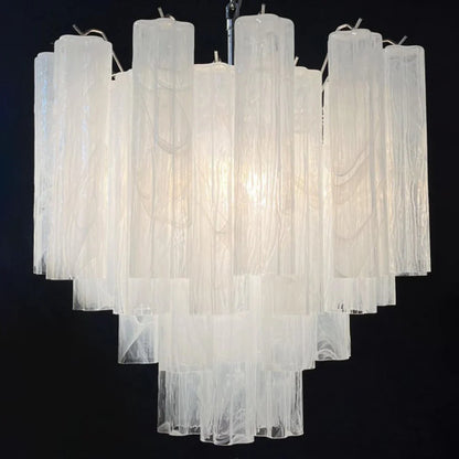 White Murano Glass Tube Chandelier