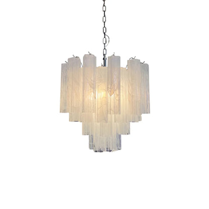 White Murano Glass Tube Chandelier
