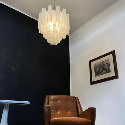 White Murano Glass Tube Chandelier