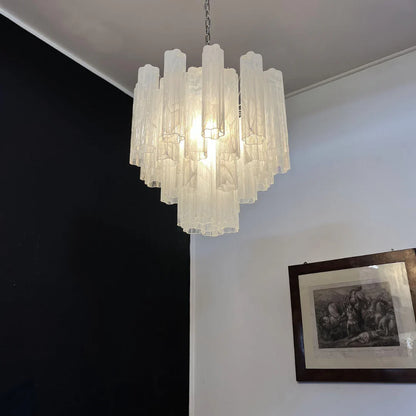 White Murano Glass Tube Chandelier