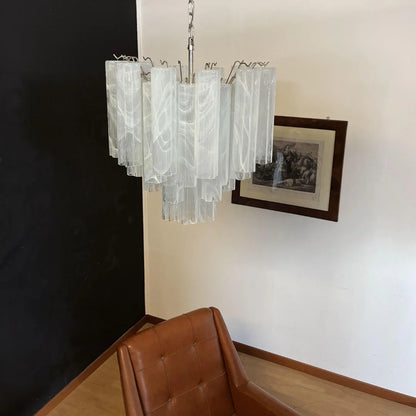 White Murano Glass Tube Chandelier