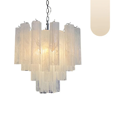 White Murano Glass Tube Chandelier