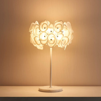 White Hydrangea Table Lamp