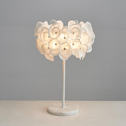 White Hydrangea Table Lamp