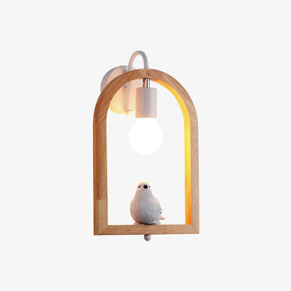 Wood Bird Resin Wall Light