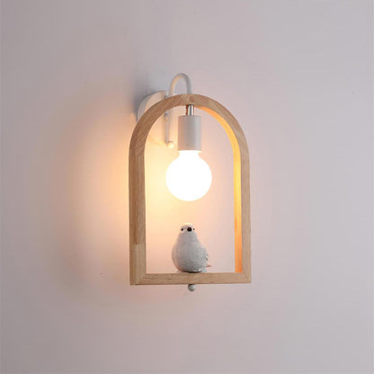 Wood Bird Resin Wall Light