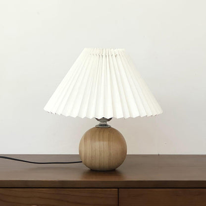 Wooden Pleated Table Lamp