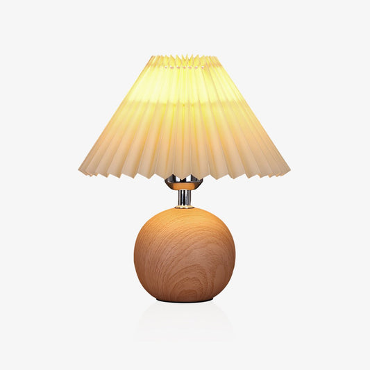 Wooden Pleated Table Lamp